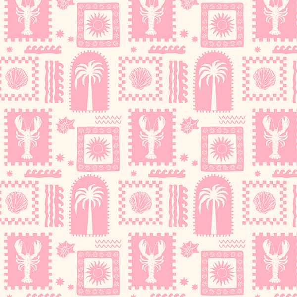 Sarja Impermeável Estampada Azulejo Tropical Rosa 9100E16182