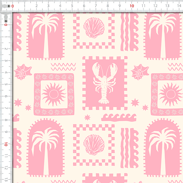 Sarja Impermeável Estampada Lagosta Tropical Rosa 9100E16182