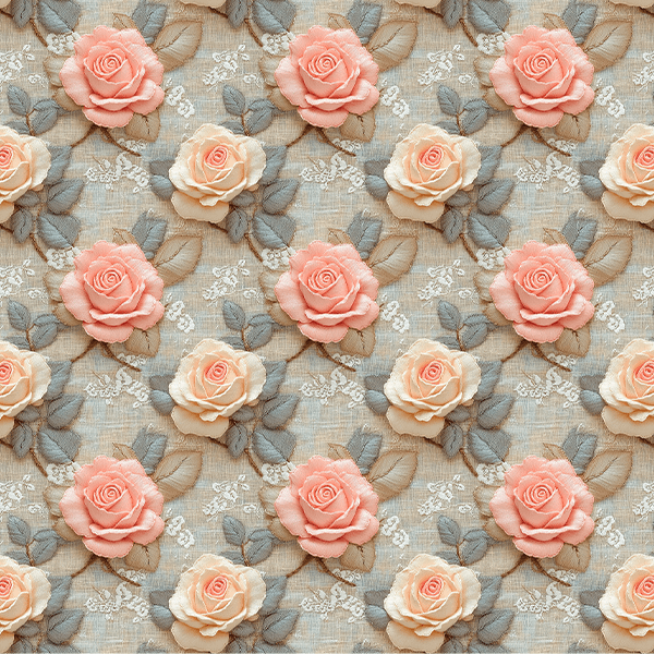 Sarja Impermeável Estampada Efeito 3D Botões de Rosas Vintage 9100e15933