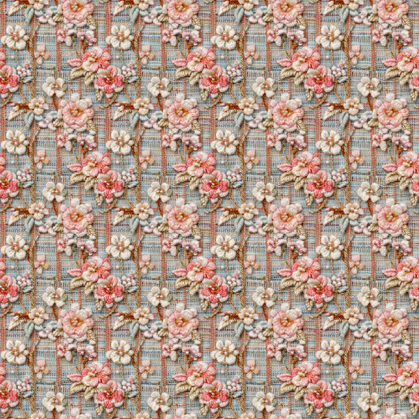 Sarja Impermeável Estampada Efeito 3D Fio de Flores Bordadas 9100e145240