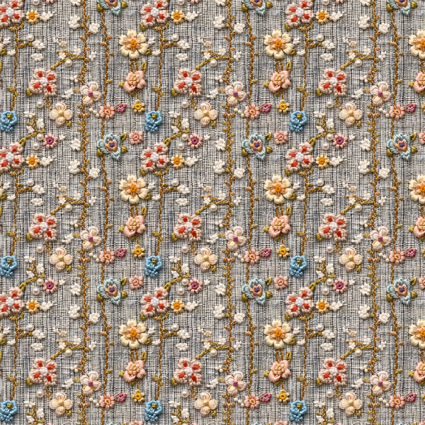 Sarja Impermeável Estampada Efeito 3D Flores Bordadas 9100e15236