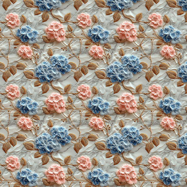 Sarja Impermeável Estampada Efeito 3D Hortênsias Elegantes 9100e15931