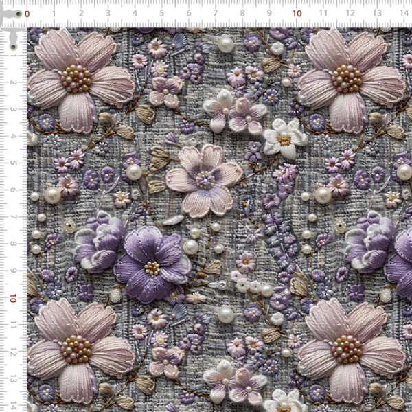 Sarja Impermeável Estampada Efeito 3D Poema Floral Bordado 9100e15244