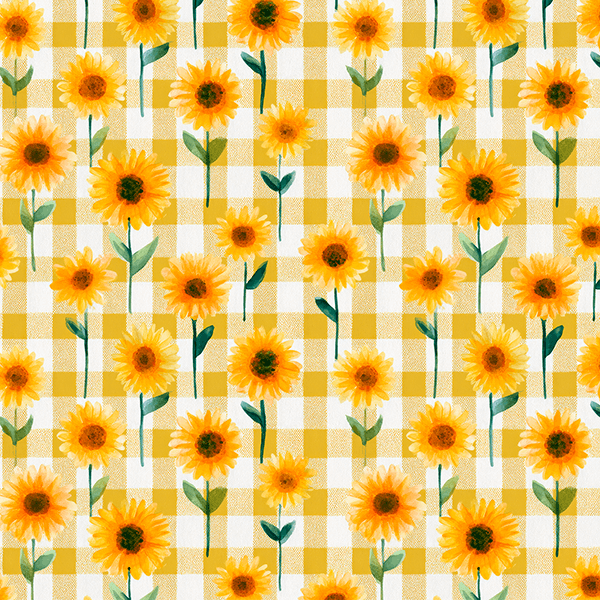 Sarja Impermeável Estampada Girassóis Fundo Xadrez 9100e16134