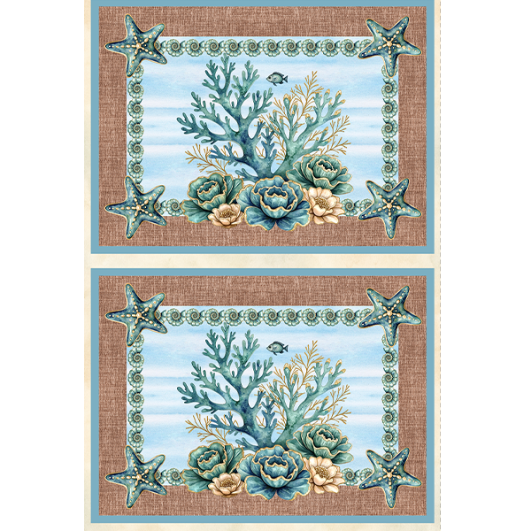 Sarja Impermeável Estampada Jogo Americano Coral Estrela do Mar 9100E15948