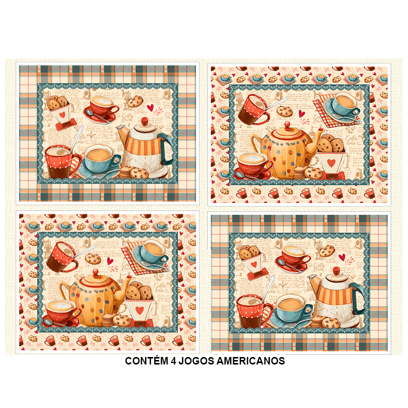 Sarja Impermeável Estampada Jogo Americano Hora do Café 9100e16123