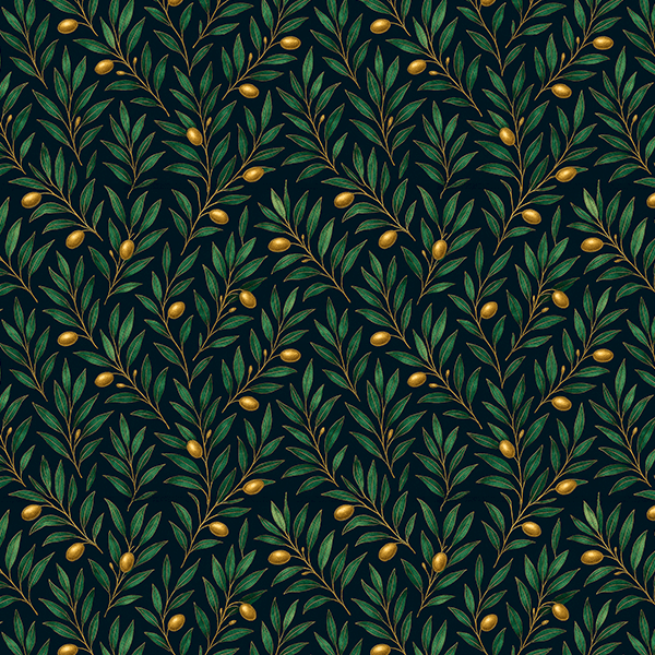 Sarja Impermeável Estampada Ramos de Oliveira Folhas Aquarela 9100E16147