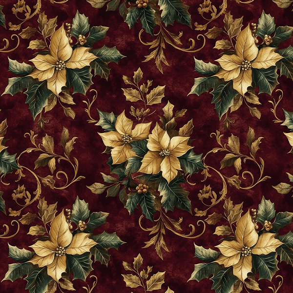 Tecido Sarja Impermeável Estampada Flor de Natal 9101E14939