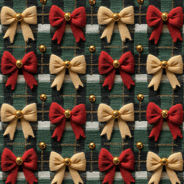 Tecido Sarja Impermeável Estampada Laços de Natal 9101E14944