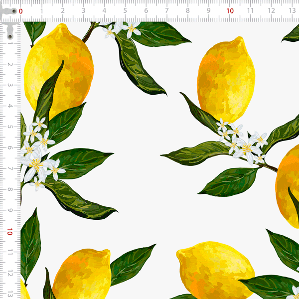 Retalho Tecido Tricoline Digital Limões Siciliano e Flores (1,00x1,50 mts) 1RET9100e7191