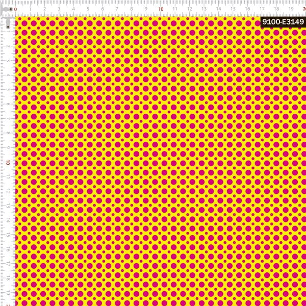 Retalho Tecido Tricoline Digital Poá Pink e Amarelo (0,50 x 1,50 mts) RET9100e3149