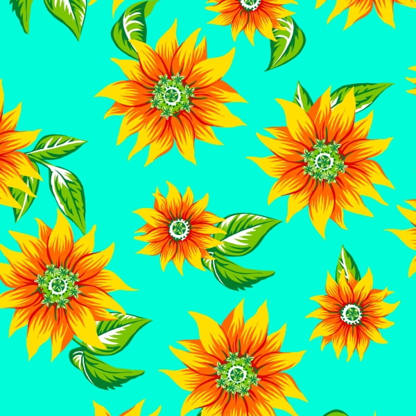 Tecido Chitão Estampado Floral Amarelo e Verde 2829v2