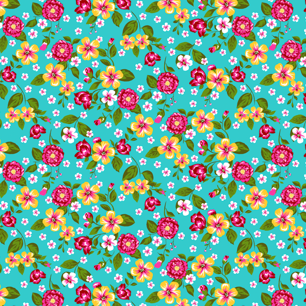 Tecido Chitão Estampado Floral Pequeno Fundo Tiffany 2847v01