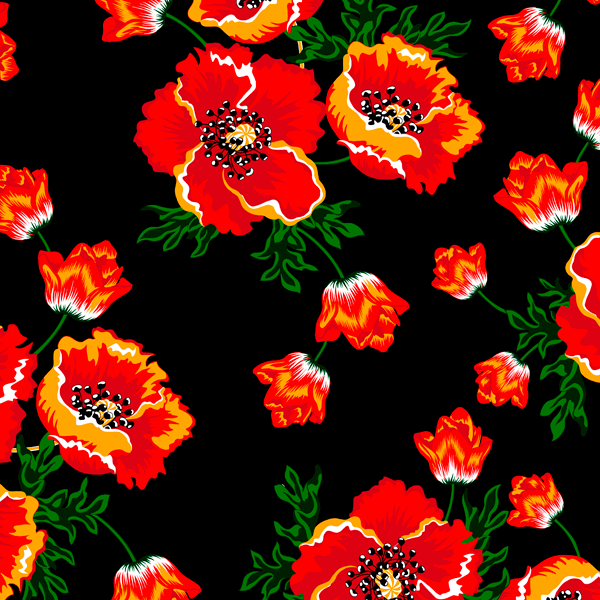 Tecido Chitão Estampado Flores Mescla Vermelha e Amarelo 3018v01