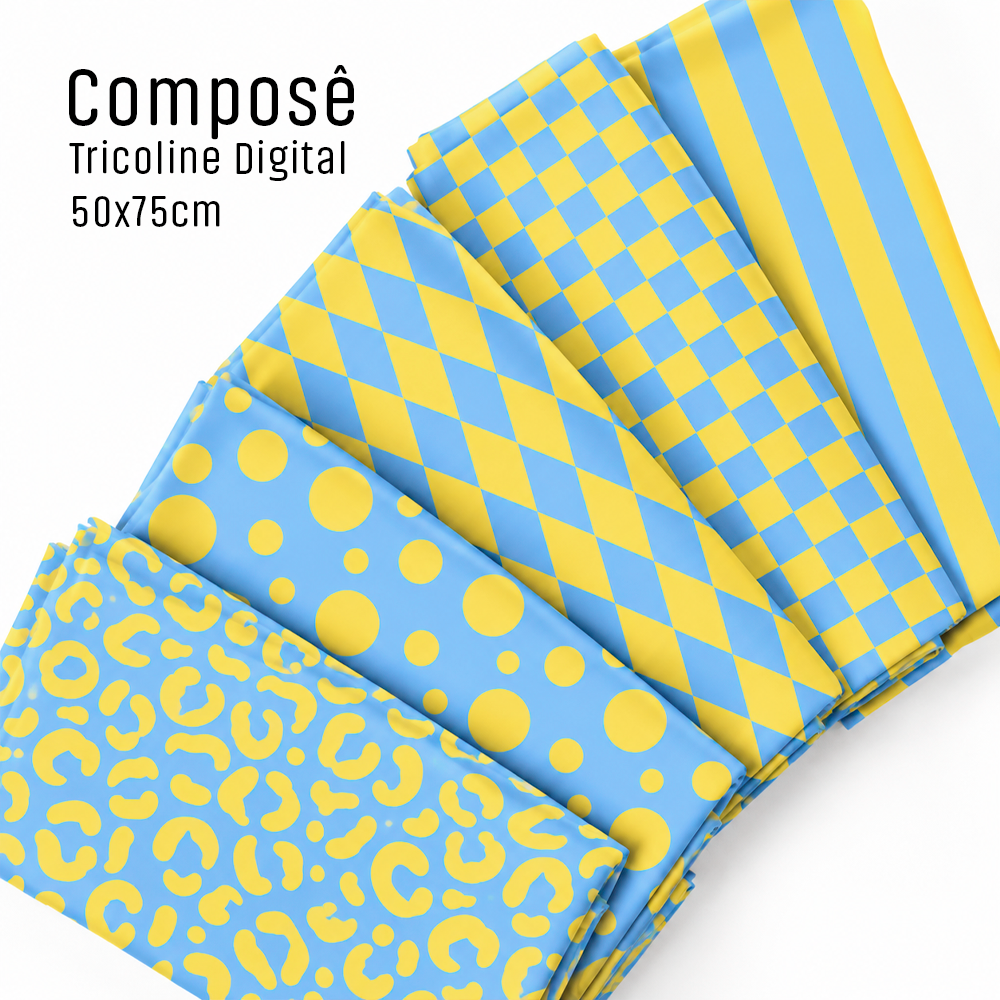 Composê Coleção Prisma Amarelo e Azul (0,50x0,75cm)