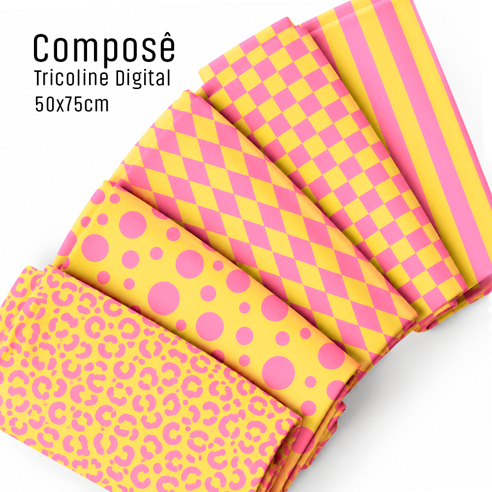 Composê Coleção Prisma Amarelo e Rosa (0,50x0,75cm)