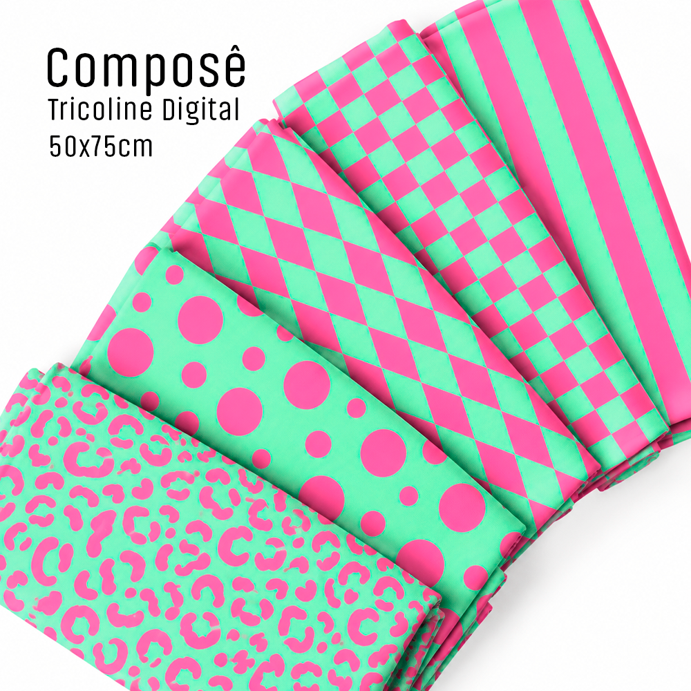 Composê Coleção Prisma Verde e Rosa (0,50x0,75cm)