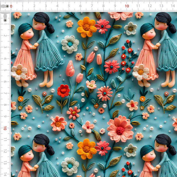 Tecido Tricoline Digital 3D Baile das Flores 9100E12504