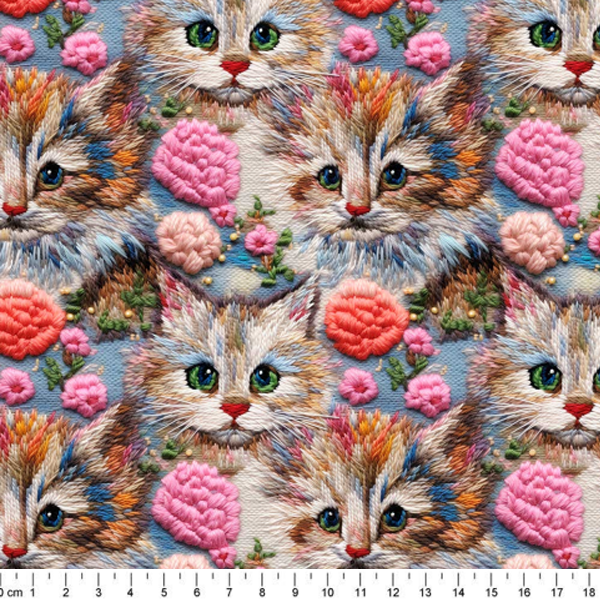 Tecido Tricoline Digital 3D Felinos Floral DS81576