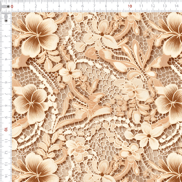 Tecido Tricoline Digital 3D Flor de Renda 9100E13173