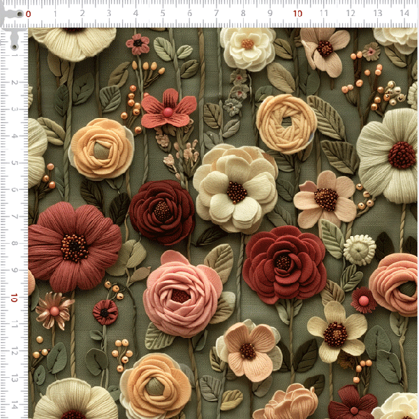 Tecido Tricoline Digital 3D Floral Antigo 9100E14361