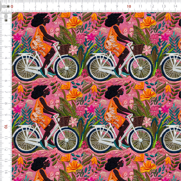 Tecido Tricoline Digital 3D Pedalando na Primavera 9100E13162