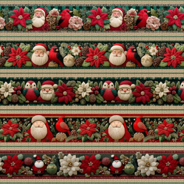 Tecido Tricoline Digital Barrado Flores Noel Natal Cute 9101E14877