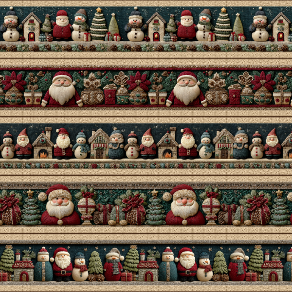 Tecido Tricoline Digital Barrado Natal Papai Noel Feliz 9101E14870