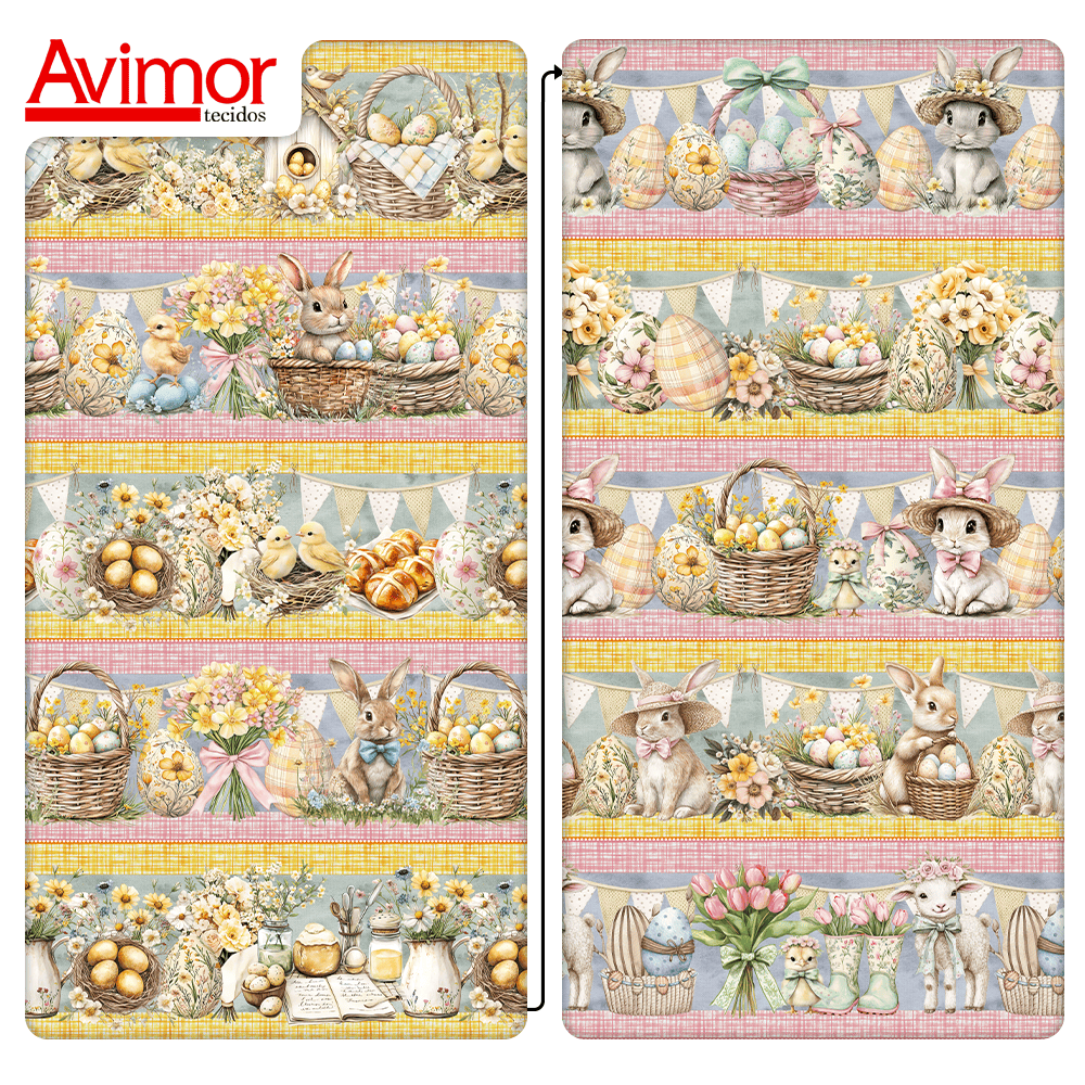 Tecido Tricoline Digital Barrado Páscoa Abençoada 9100E15758