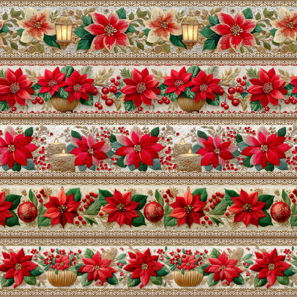 Tecido Tricoline Digital Barrados Lamparina Flores de Natal 9101E14880