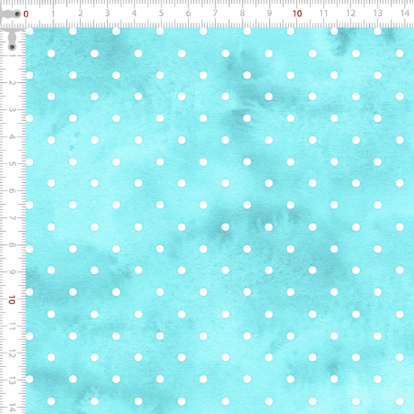 Tecido Tricoline Digital Bolinha Poá Fundo Aquarelado Azul Claro 9100E15124
