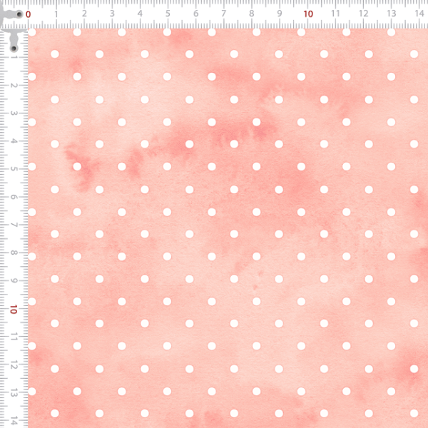 Tecido Tricoline Digital Bolinha Poá Fundo Aquarelado Salmão 9100E15105