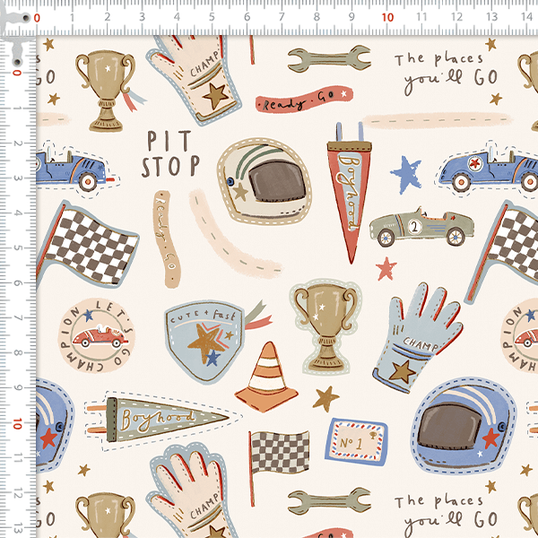 Tecido Tricoline Digital Corrida Carros Infantil 9100E15905