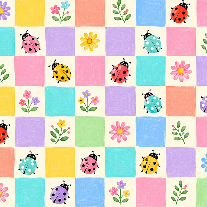 Tecido Tricoline Digital Estampado Joaninhas Coloridas Patchwork 9100E17068