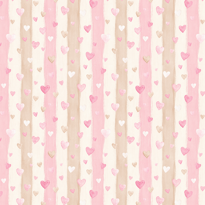 Tecido Tricoline Digital Estampado Listras com Corações 9100E17081