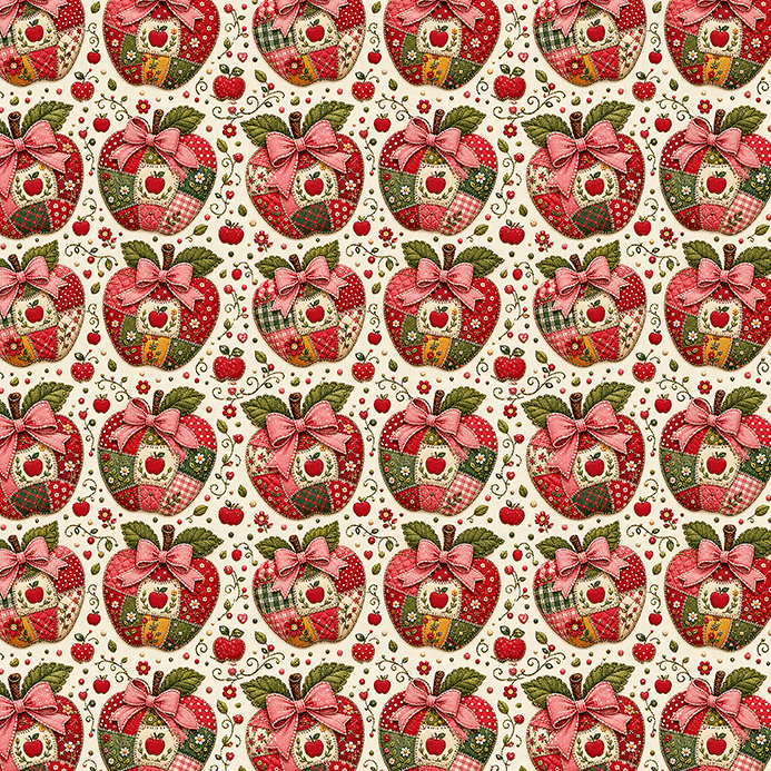 Tecido Tricoline Digital Estampado Maçãs Patchwork 9100E17057