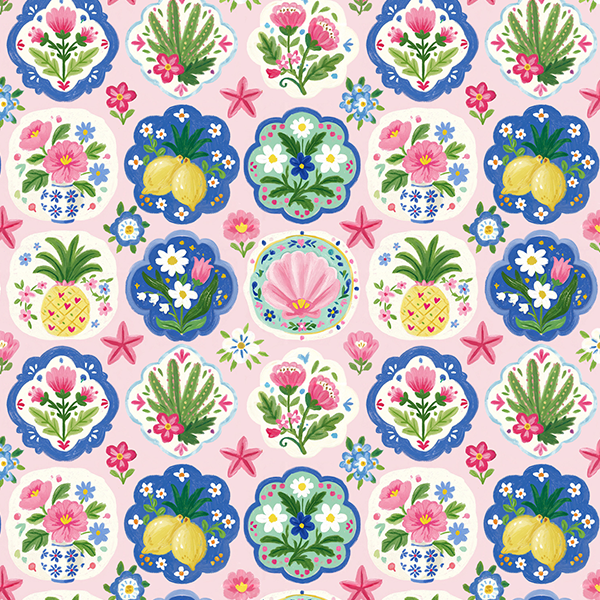 Tecido Tricoline Digital Estampado Mosaico Tropical 9100E16876
