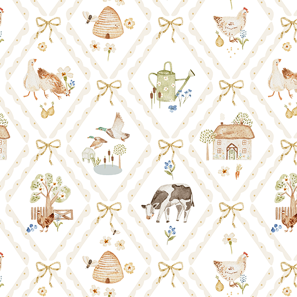 Tecido Tricoline Digital Fazenda Elementos Rurais 9100E15907