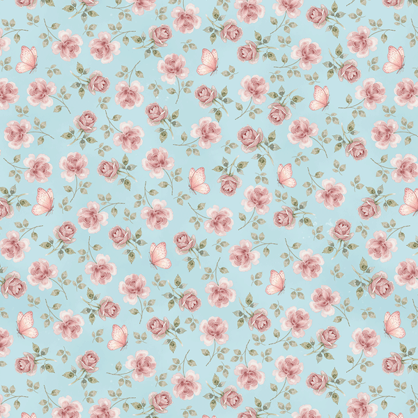 Tecido Tricoline Digital Floral Borboletas Azul 9100e16405