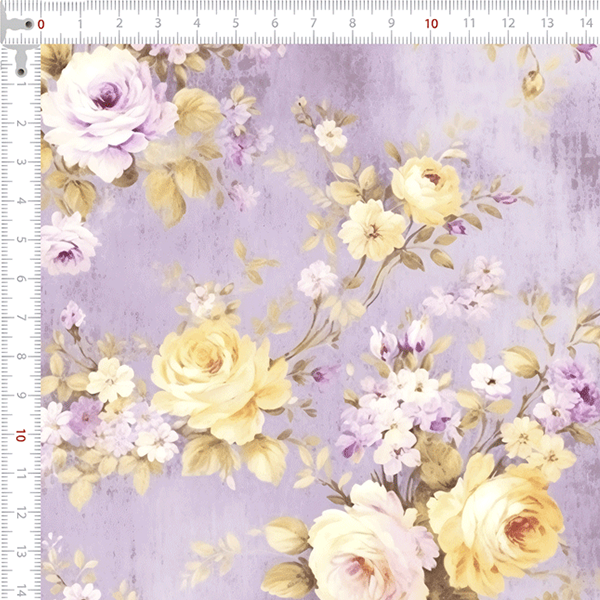 Tecido Tricoline Digital Flores Delicadas Violeta 9100e15743