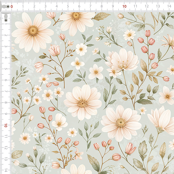 Tecido Tricoline Digital Flores Margaridas Delicadas 9100e15750