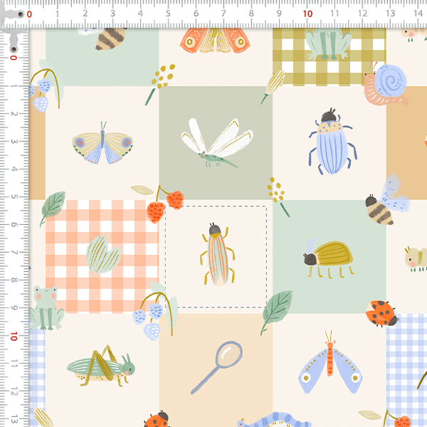 Tecido Tricoline Digital Insetos Coloridos Patchwork 9100E16030