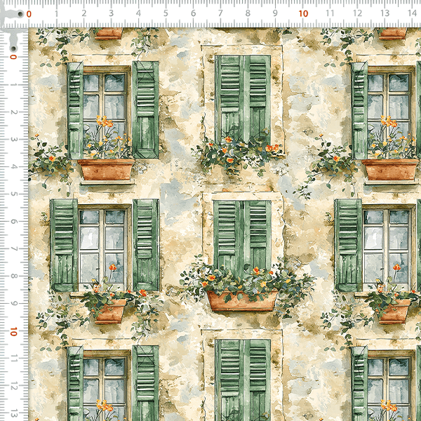 Tecido Tricoline Digital Janelas Floral Vintage 9100E16169