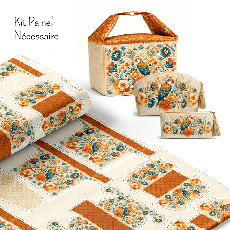 Tecido Tricoline Digital Kit Painel Necessaire Arara Floral 9100E16125