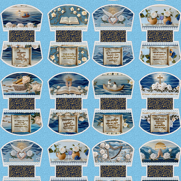 Tecido Tricoline Digital Kit Painel Necessaire O Mar e a Fé 9100E15180