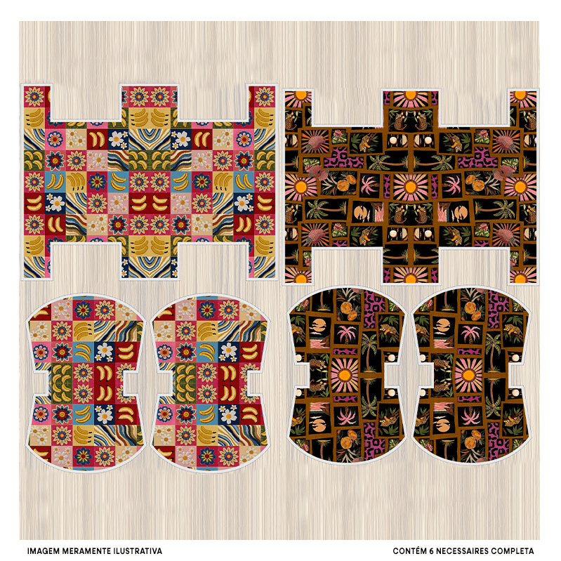 Tecido Tricoline Digital Kit Painel Necessaire Retratos Tropicais 9100E15176