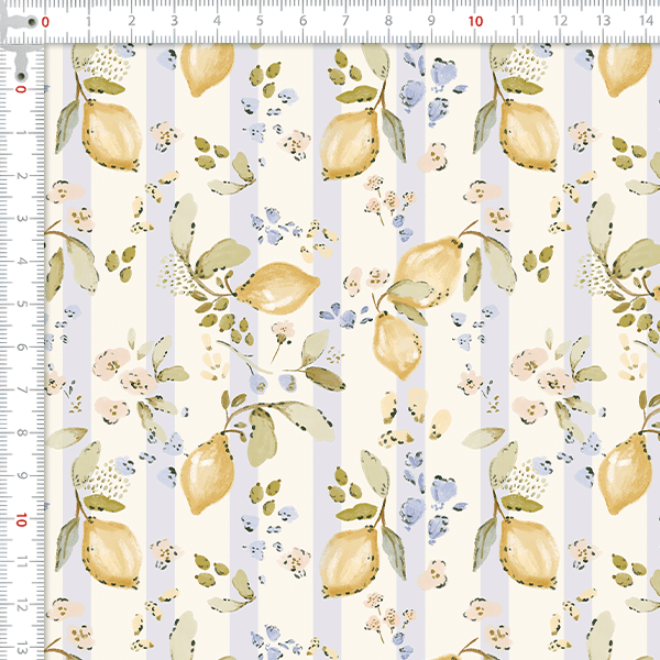 Tecido Tricoline Digital Limão Floral Listrado 9100E16156