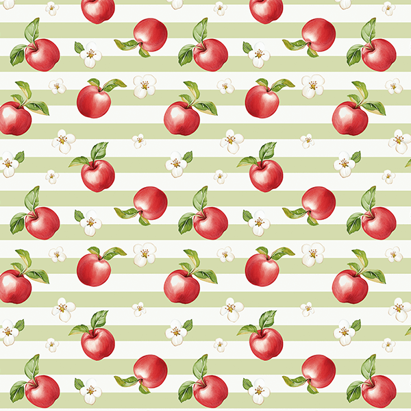 Tecido Tricoline Digital Maçãs Listrado Verde 9100E16040