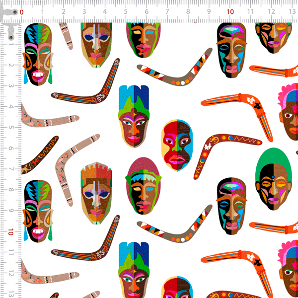 Tecido Tricoline Digital Máscaras Africanas 9100e7173