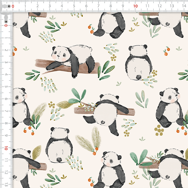 Tecido Tricoline Digital Panda Bosque Infantil 9100E16034